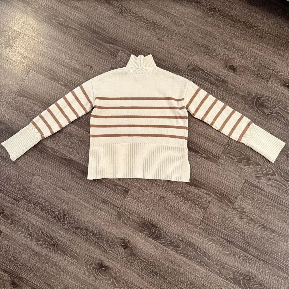 Veronica Beard Lancetti striped cotton turtleneck sweater
